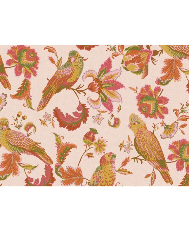 Tropical Birds Organic Cotton Poplin Print, Pink