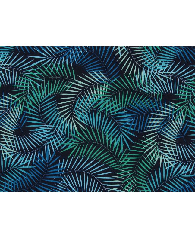 Tropical Fern Cotton Poplin Print, Blue and Green