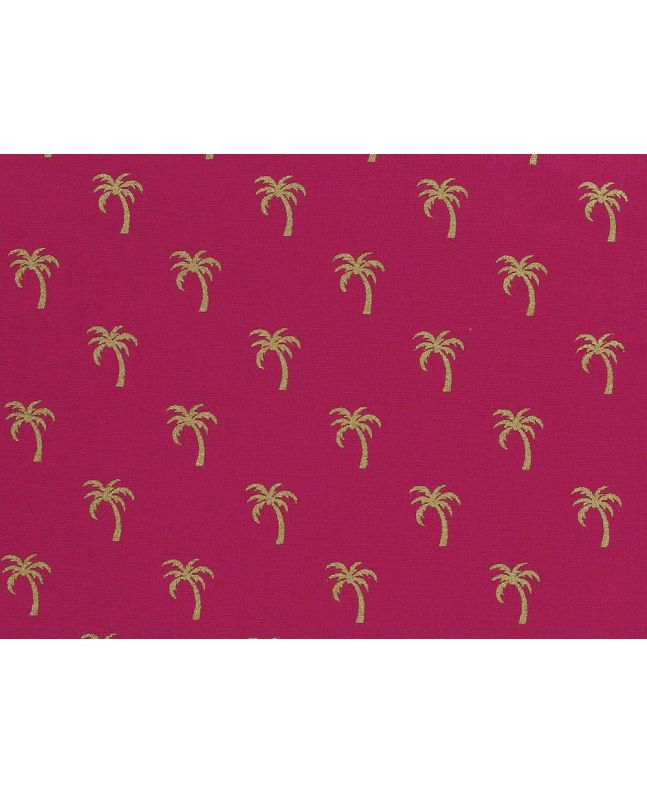 Tropical Gold Metallic Cotton Print, Palm Trees