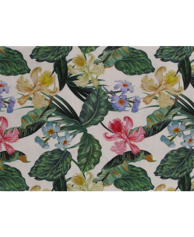 Tropical Hibiscus Printed Cotton Needlecord
