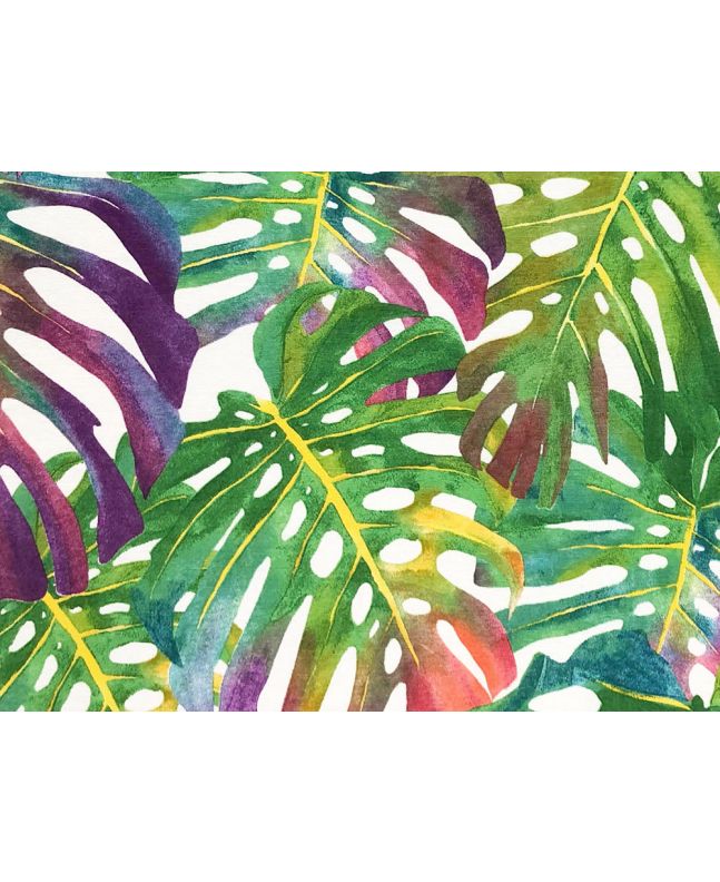 Tropical Leaves Cotton Rich Panama Canvas, Summer