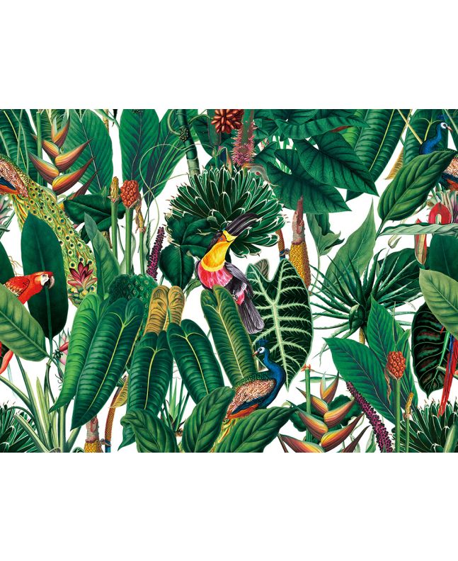 Tropical Rainforest Printed Velvet, Natural