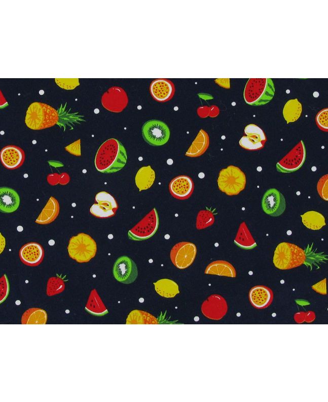 Tutti Fruiti Cotton Poplin Print, Navy