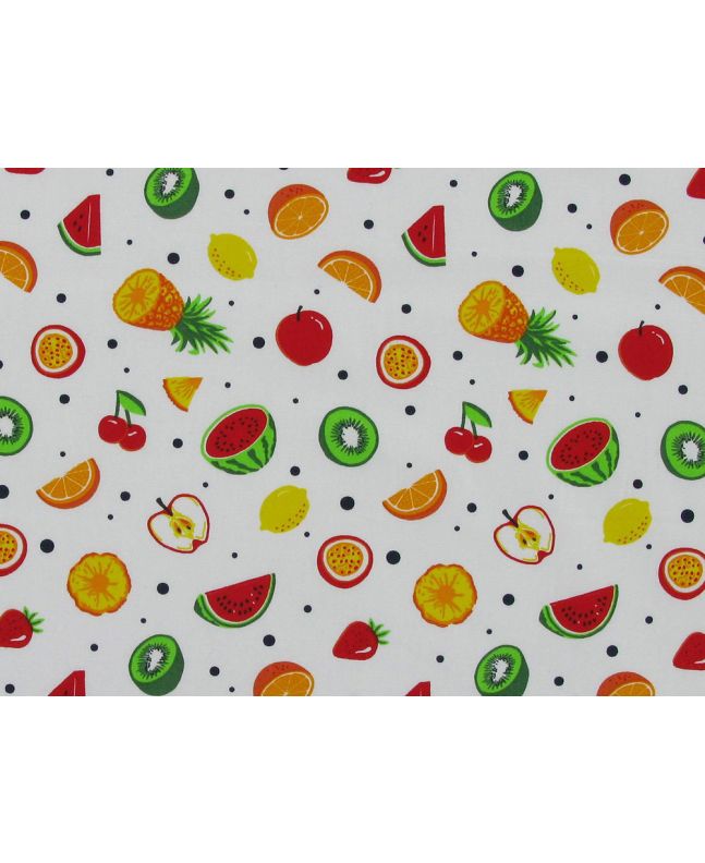 Tutti Fruiti Cotton Poplin Print, White