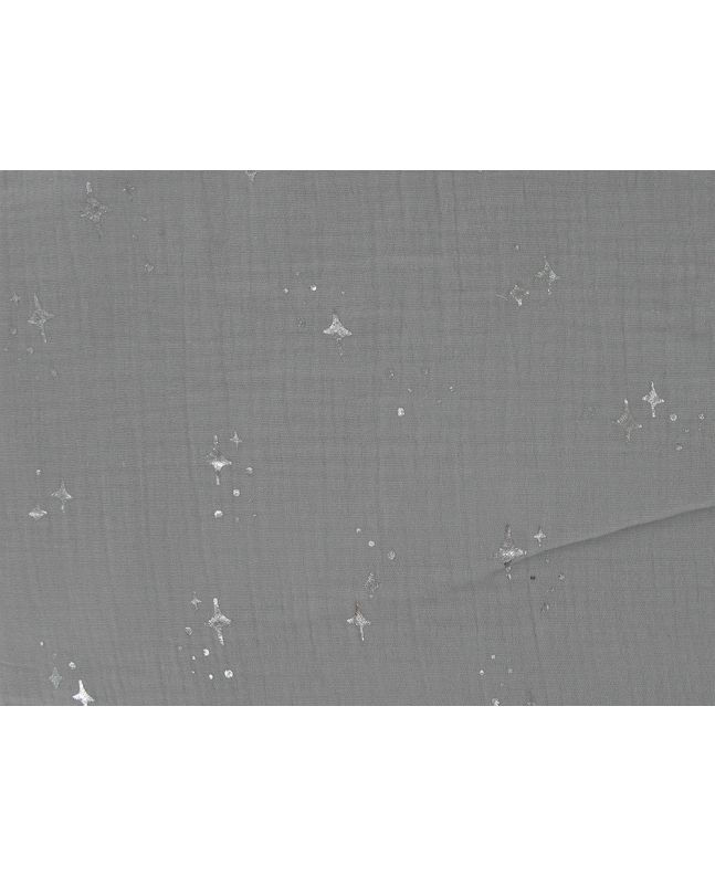 Twinkle Star Foil Print Double Gauze, Grey