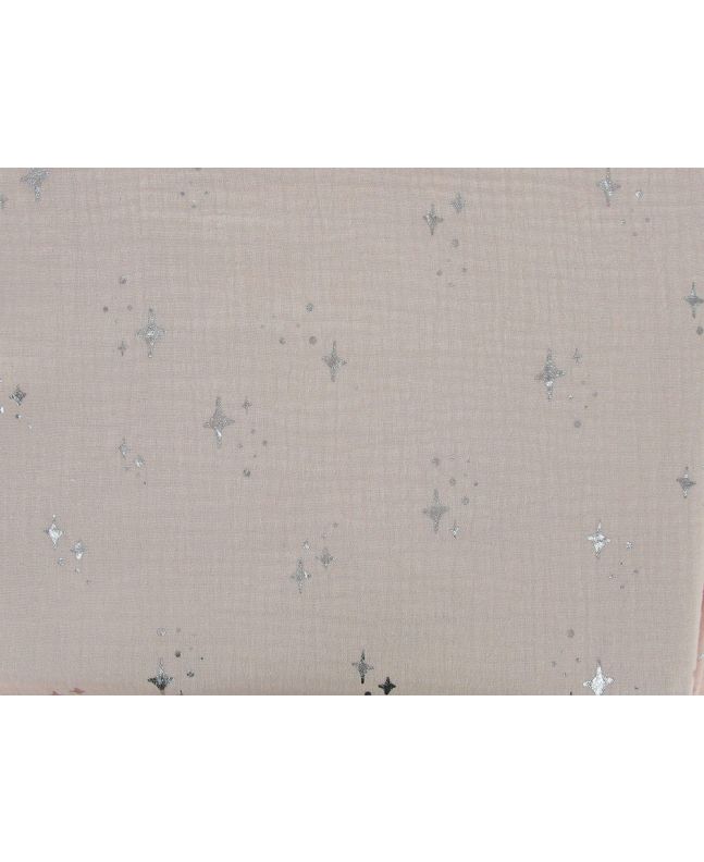 Twinkle Star Foil Print Double Gauze, Pink