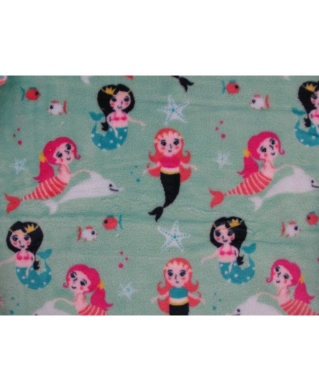 Ultra Soft Cuddle Fleece, Dolphin Mermaid, Mint