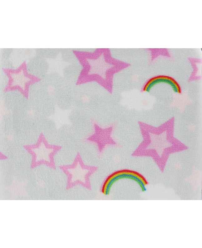 Ultra Soft Cuddle Fleece Rainbow Stars, Silver