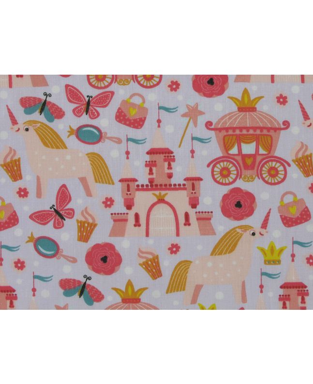 Unicorn Castle Polycotton Print, Lilac