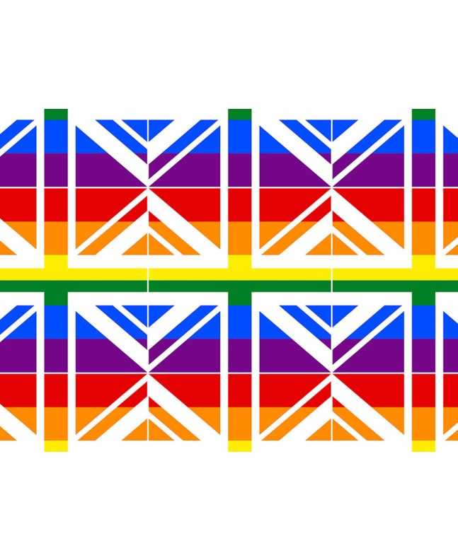 Union Jack Allover Cotton Panama, Bright Rainbow