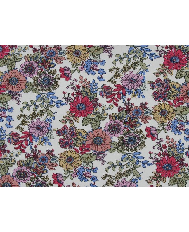 Valley Meadow Floral Cotton Poplin Print, Ivory