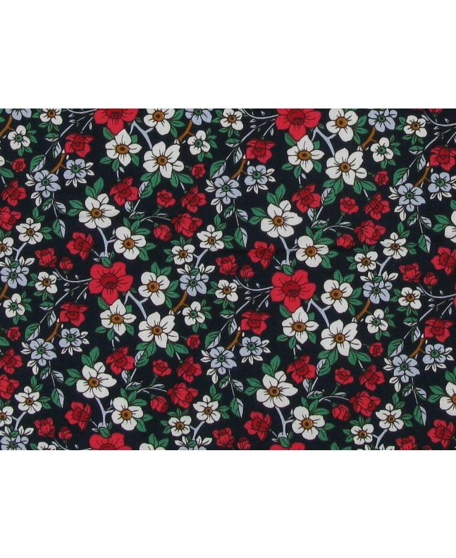 Valley Walk Flora Cotton Poplin Print, Navy
