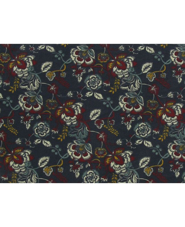 Vintage Garden Vine Cotton Print, Navy