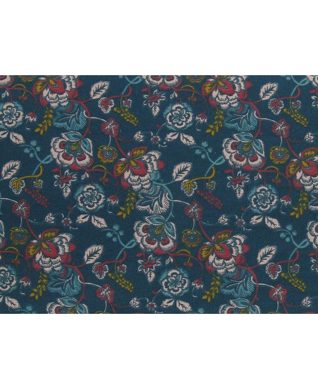 Vintage Garden Vine Cotton Print, Petrol