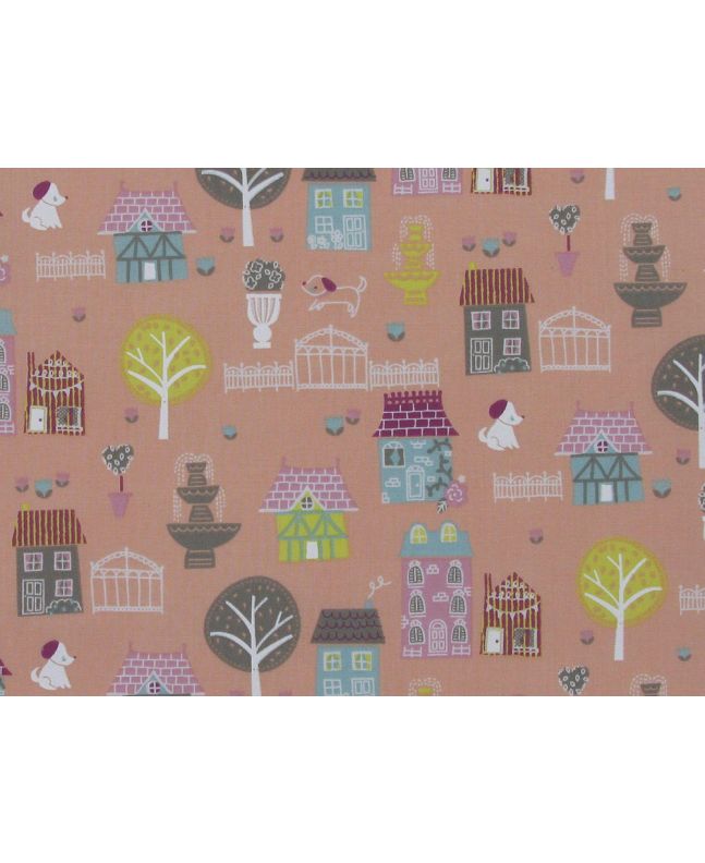 Walk About Town Polycotton  Print, Peach