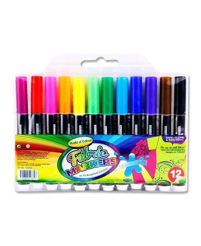 Washable Fabric Markers, Set of 12