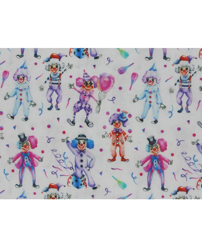 Watercolour Clowns Cotton Print