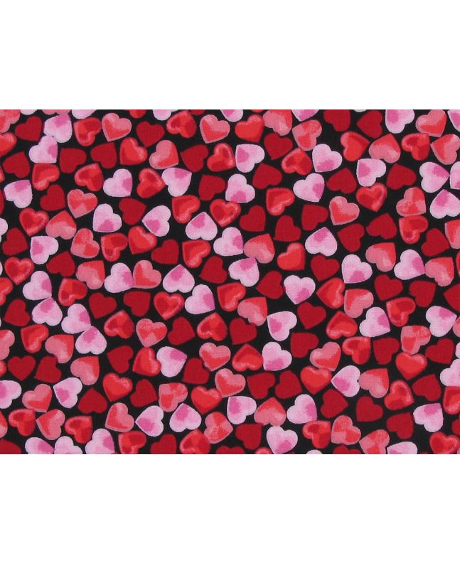 Watercolour Heart Confetti Cotton Poplin Print, Black