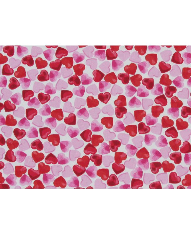 Watercolour Heart Confetti Cotton Poplin Print, White