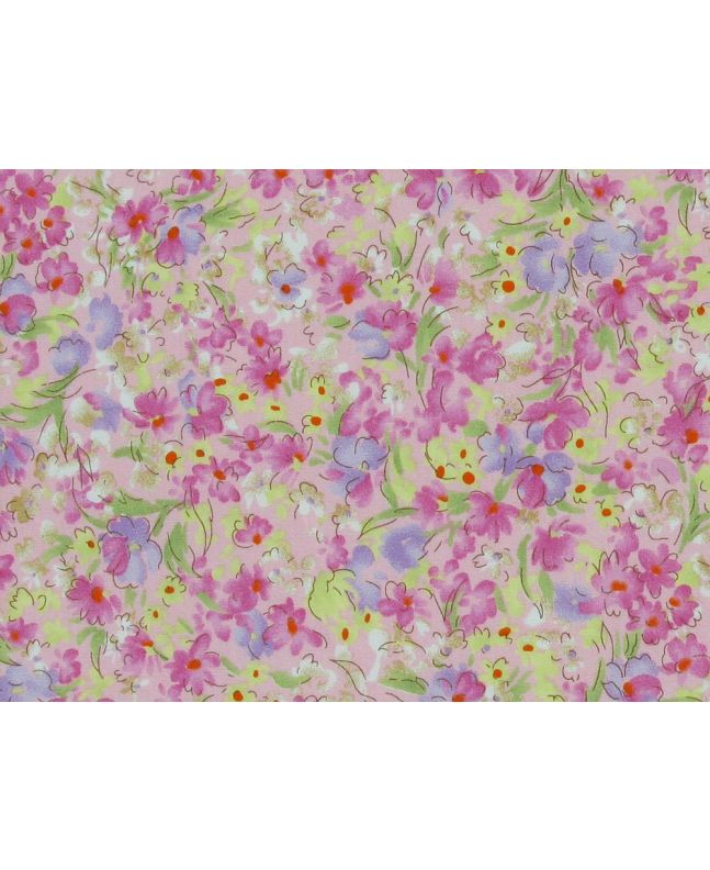 Watercolour Meadow Cotton Poplin Print, Pink