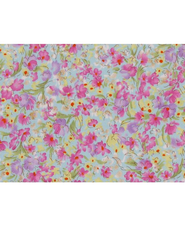 Watercolour Meadow Cotton Poplin Print, Sky