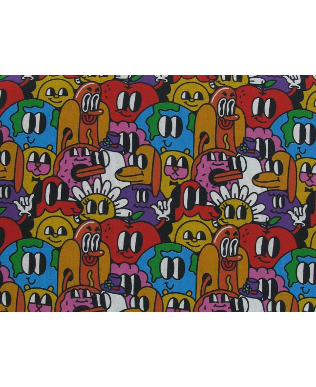 Wide Eyed Friends Cotton Print