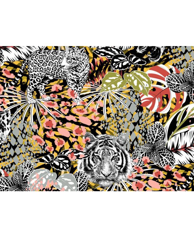 Wild Jungle Tiger Viscose Jersey, Ochre