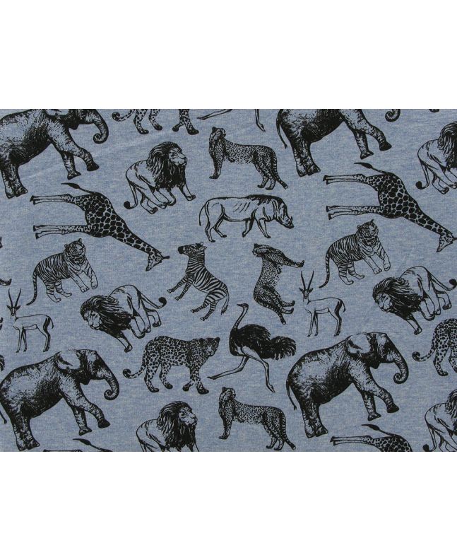 Wild Safari Loop Back Cotton Jersey, Blue