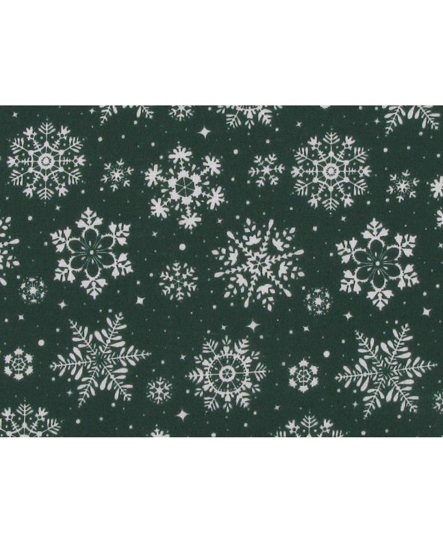 Winter Snowflakes Polycotton Print, Green
