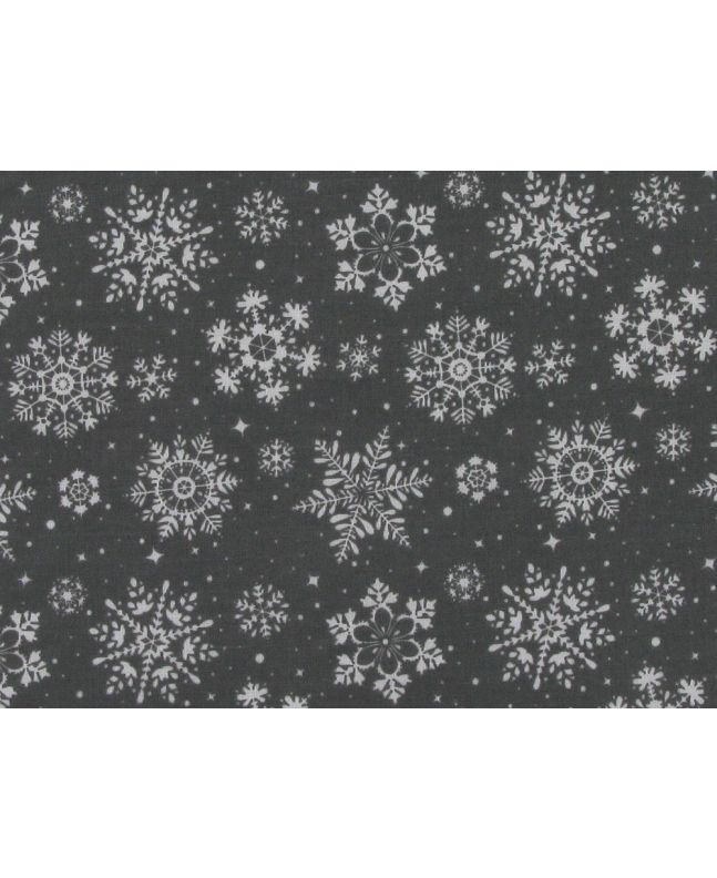 Winter Snowflakes Polycotton Print, Grey