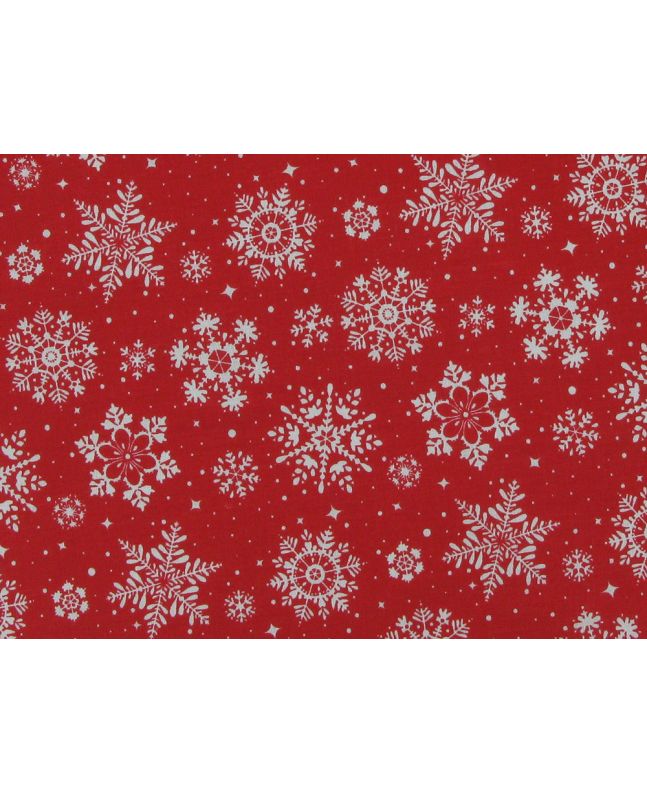 Winter Snowflakes Polycotton Print, Red
