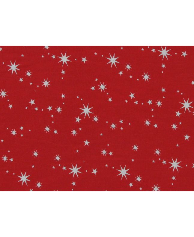 Winter Stars Polycotton Print, Red