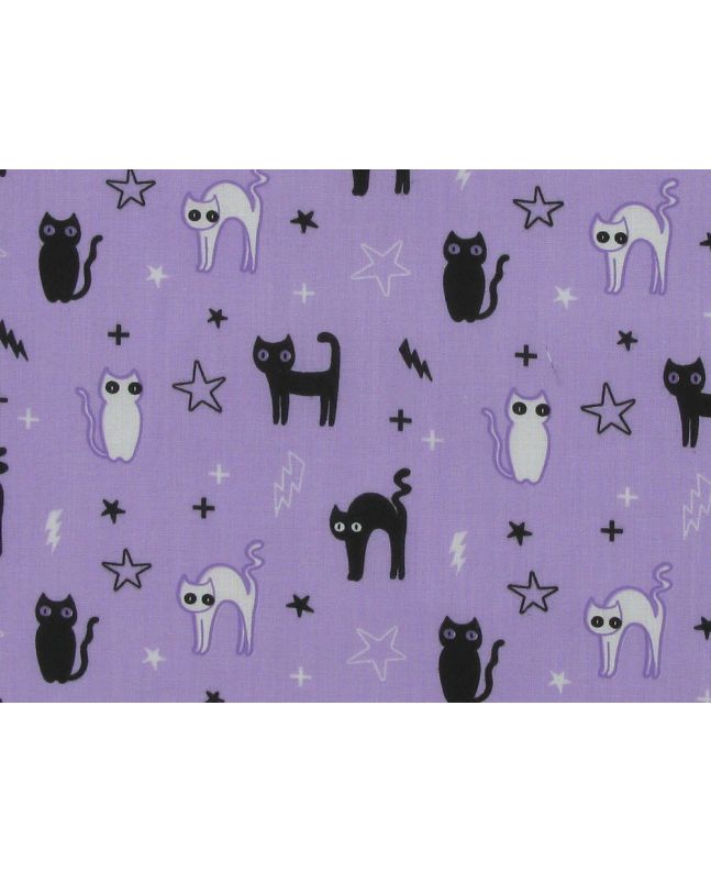 Witches Cat Polycotton, Purple