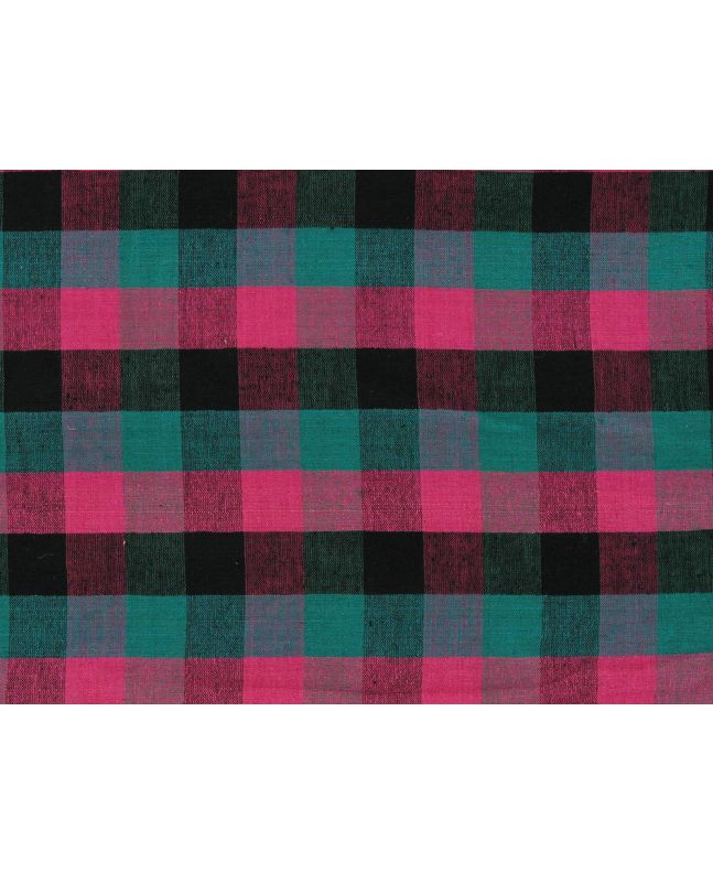 Woven Noile Silk Multi Check, Fuchsia and Jade