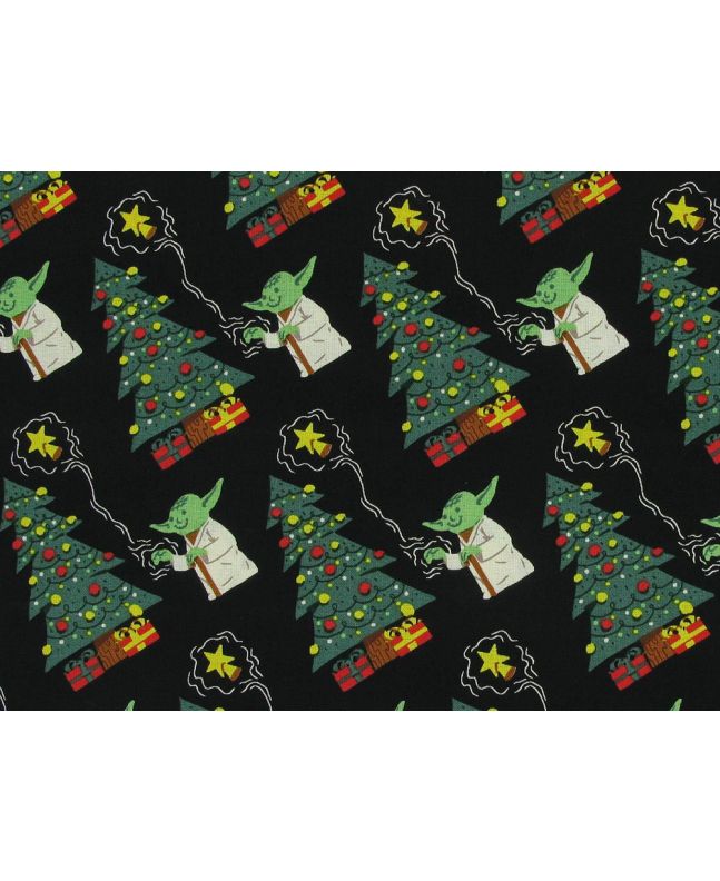 Yoda Christmas Tree Cotton Print, Black