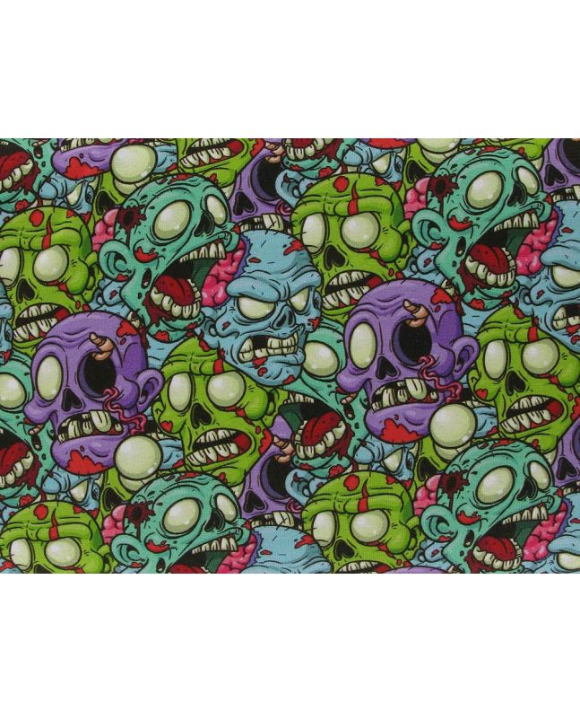 Zombie Land Cotton Jersey Print, Blue